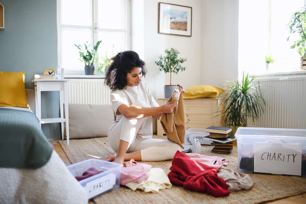Woman clearing through her clutter